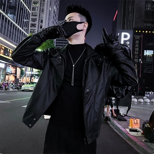 高级感秋季新款男时尚假两件PU皮夹克外套A368-98821-P138绒148图片