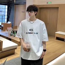 银色立体四芒星印花短袖T恤男DT77776P23块特价控45：供抖音视频，男装T恤，星座227-7