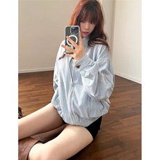 翻领长袖衬衫女春季法式条纹高级感休闲时尚水洗纯棉衬衣J1005，男装衬衫，星座1116A（原606A-3）