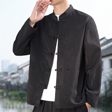 2026春季新款男装新中式唐装盘扣汉服衬衫经典风衬衣C175-P65，男装衬衫，电商B277(原6028)