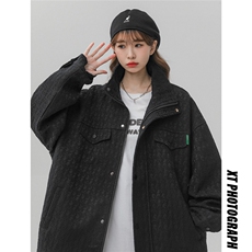 小香风美式牛仔大码M-5XL夹克男中性风工装外套女JK8740P125控168，男装工装外套，星座227-7