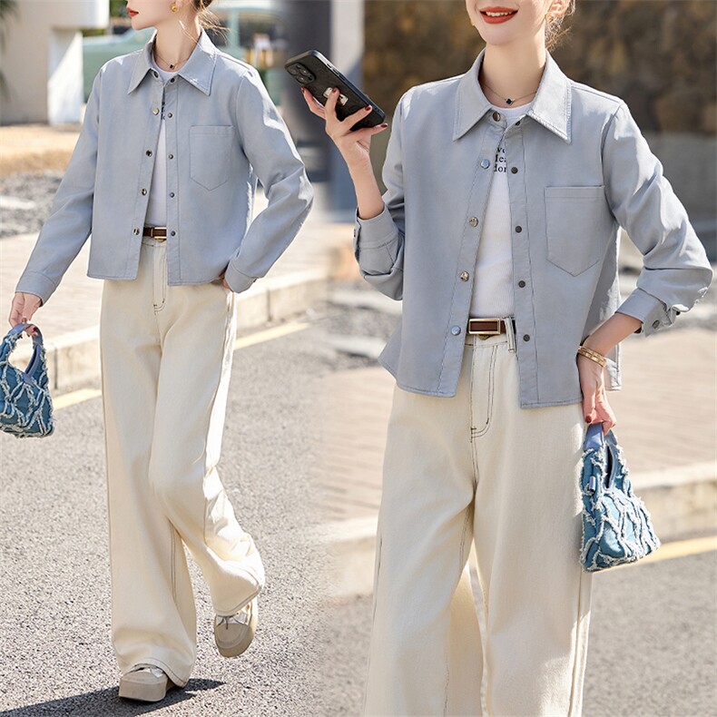 BAO海宁春季薄款皮衣外套女短款年轻时尚百搭仿绵羊皮皮夹克潮，女装皮衣，潮流依族