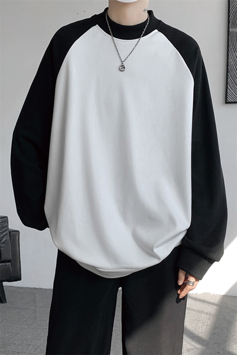 8XL-M280g重磅插肩半高领长袖t恤男打底德绒卫衣DR001特P27加绒37,男装T恤,电商B312