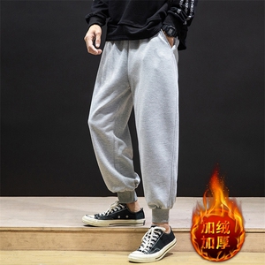 K12055-P40 加绒P50 束脚纯棉运动裤男士休闲裤大码宽松卫裤男图片