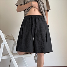 抖音品质夏季新款中缝宽松冰丝泡泡格短裤B315-K25541-特p25控48，男装牛仔裤，电商B315