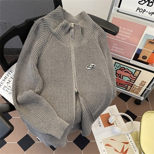 美式复古秋冬鹿毛绒开衫毛衣  M5202 P52图片