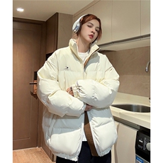 中性风冬装PU软皮美式撞色棉服logo棉衣休闲外套男女G1102P128，男装棉衣，电商A339