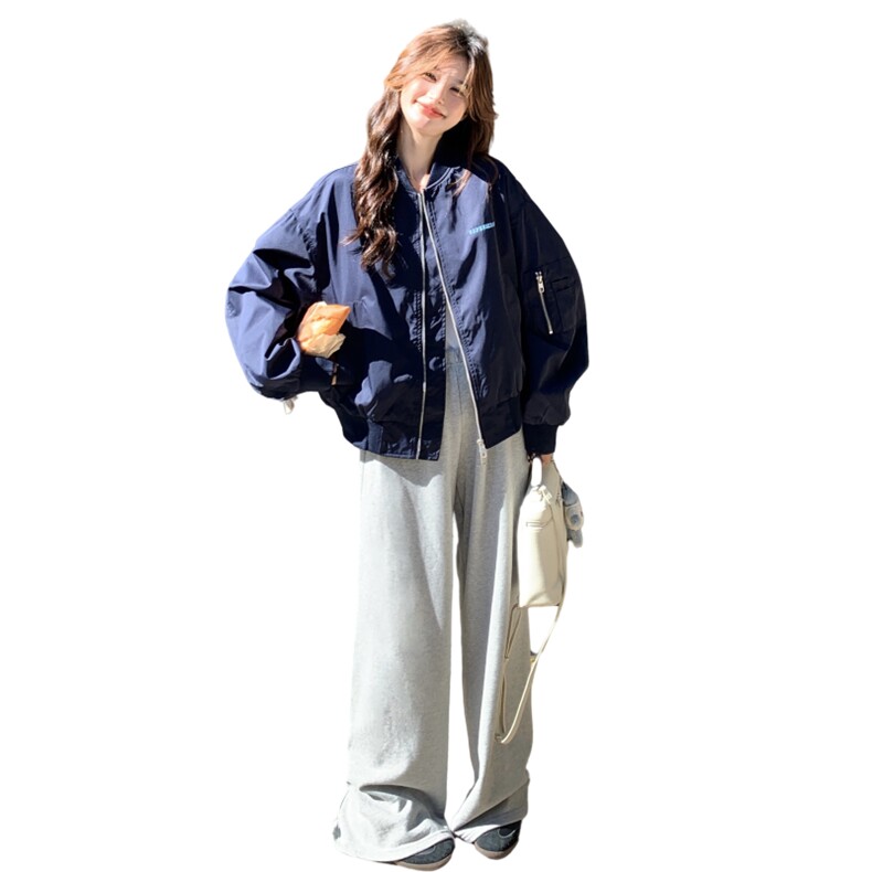 美式复古棒球服女2025秋季新款小个子超好看百搭字母刺绣夹克上衣,女装短外套,2C166