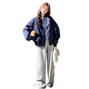 美式复古棒球服女2025秋季新款小个子超好看百搭字母刺绣夹克上衣图片