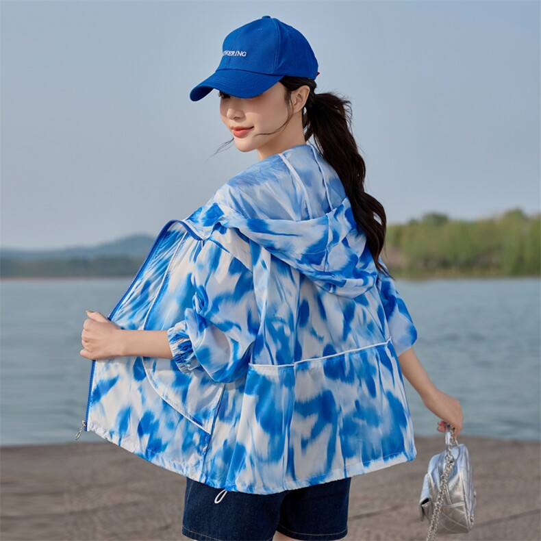洋气超好看印花防晒衣女2025夏季新款宽松凉感透气轻薄防晒服外套，女装防晒衣，悦祺