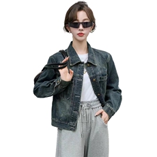 小个子欧货牛仔外套短款女士2024春秋季新款流行漂亮减龄夹克上衣，女装牛仔外套，跑量工厂店