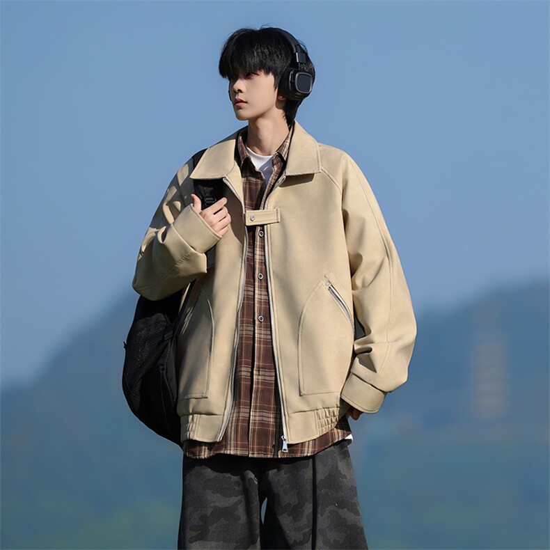 JK8606-P78L-8XL2026春季大码美式皮棉翻领衣夹克外套，男装夹克，星座109