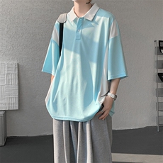 8XL-M拼接撞色短袖t恤男款夏季新款半袖POLO衫加肥加大码DT004P38，男装T恤，电商B312