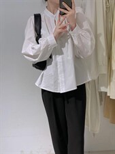 立领衬衫，女装衬衫，驿谷