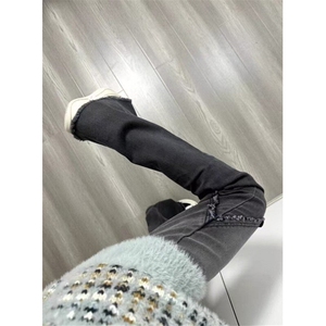 高街渐变微喇叭牛仔裤女春夏高腰显瘦百搭设计感马蹄裤子 NA1068图片