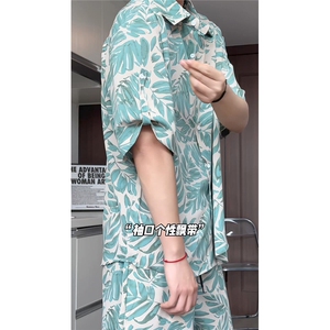 短袖衬衫男+短裤男套装男100%聚酯纤维M-5XL大码TZ78707P50控98图片