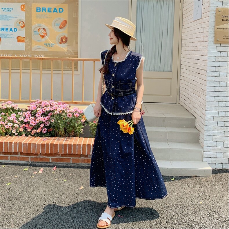 夏装新款！大量现货！波点牛仔休闲两件套2C133-8927P160K128,女装套装/套裙,2C133