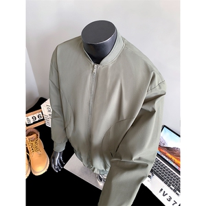 得物二开飞行服男士棒球领夹克弯刀口袋外套茄克A266-JK8016-P33图片