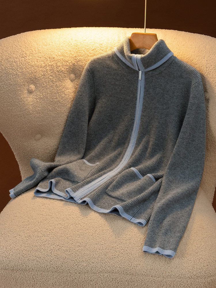 秋冬季元宝针35%羊绒简约贴身柔软羊绒开衫，女装羊绒衫，盛世绒华