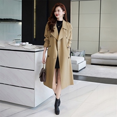 2025春秋新款韩版宽松显瘦大码休闲气质中长款过膝收腰风衣外套女，女装风衣，火爆靓佳人