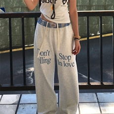 美式复古格子拼接运动街舞卫裤女宽松直筒阔腿休闲高街裤子，男装休闲裤，星座506A