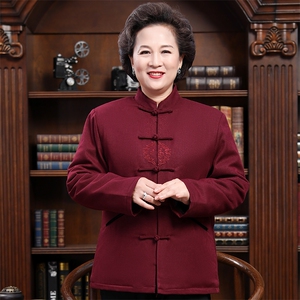 高品质中老年爷爷奶奶装风唐装棉服盘扣棉袄外套加棉复古棉衣图片