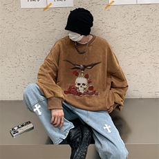 22新款秋复古美式水洗做旧宽松男女中性卫衣301B-JB7901-P58，男装卫衣，星座301B
