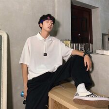 2021夏装港风新款ins潮流宽松polo衫韩版拉链个性短袖T恤PL01/，男装Polo衫，电商D202