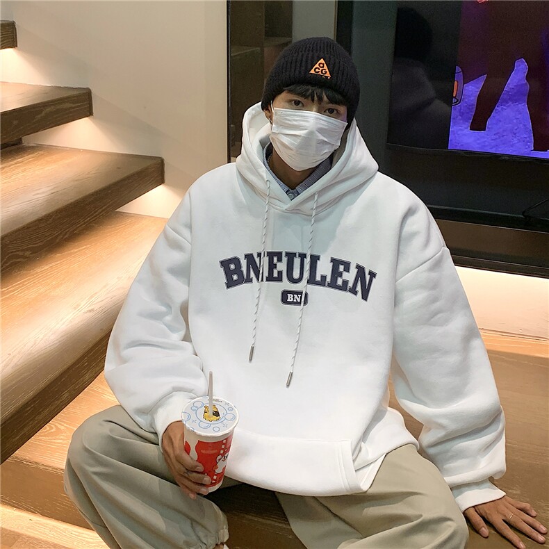 高品质港风秋冬装简约风加厚连帽情侣套头加绒卫衣G1027P68男,男装卫衣,电商A339