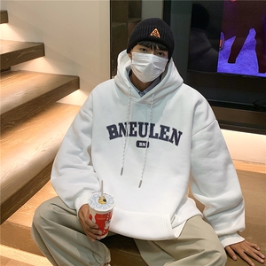 高品质 港风秋冬装 简约风加厚连帽情侣套头加绒卫衣G1027 P68男图片