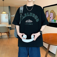 2025春夏新款300克双纱纯棉立体印花短袖T恤A158-T2532-P28特价，男装T恤，电商A158