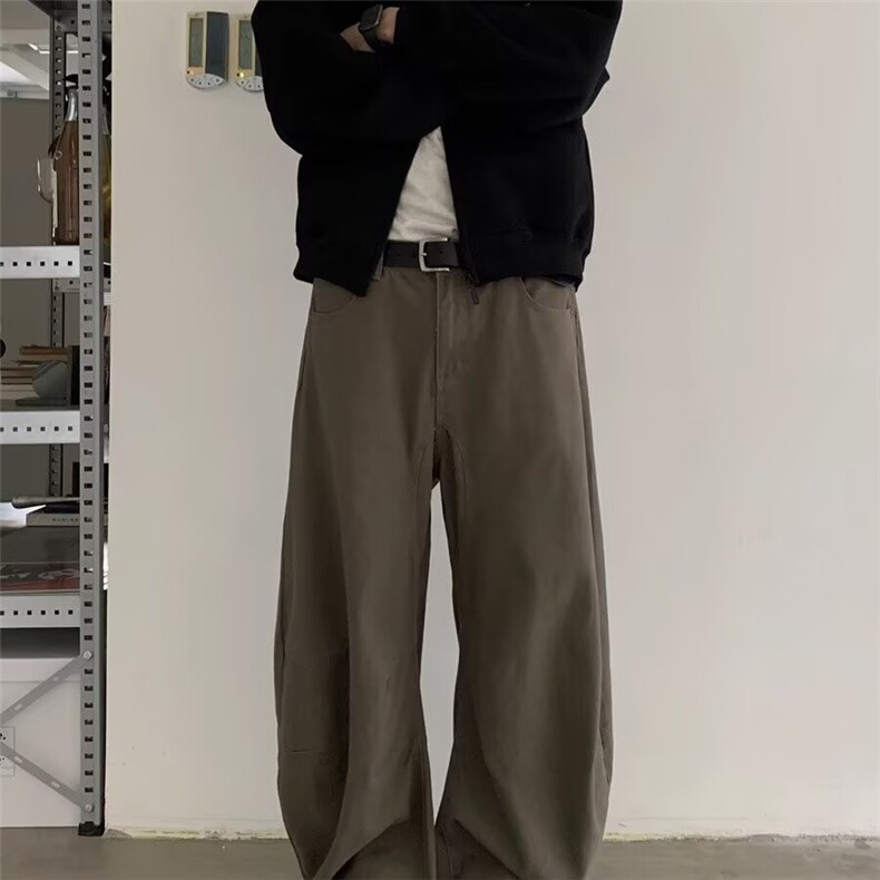美式复古美拉德棕色弯刀牛仔裤男女直筒阔腿长裤K9004-P58网络图,女装牛仔裤,电商B245