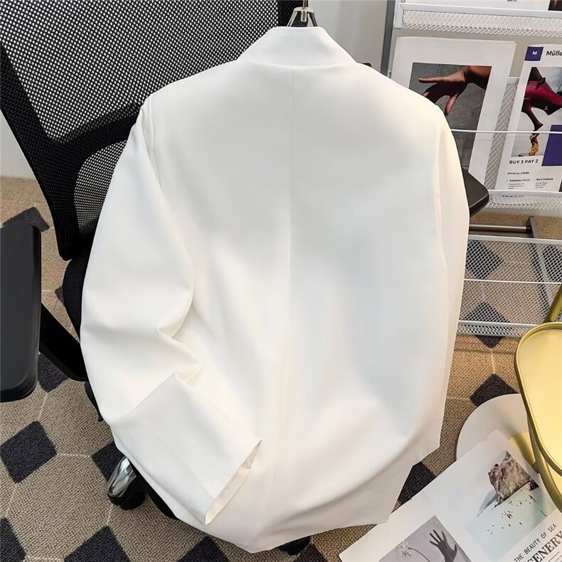 新中式复古立领翠竹风西服外套男小众金属飞机扣装饰上衣XY688,男装西服,星座601-2
