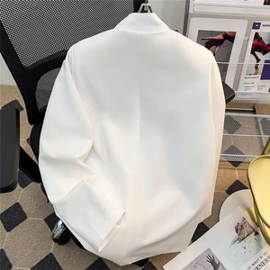 新中式复古立领翠竹风西服外套男小众金属飞机扣装饰上衣XY688图片