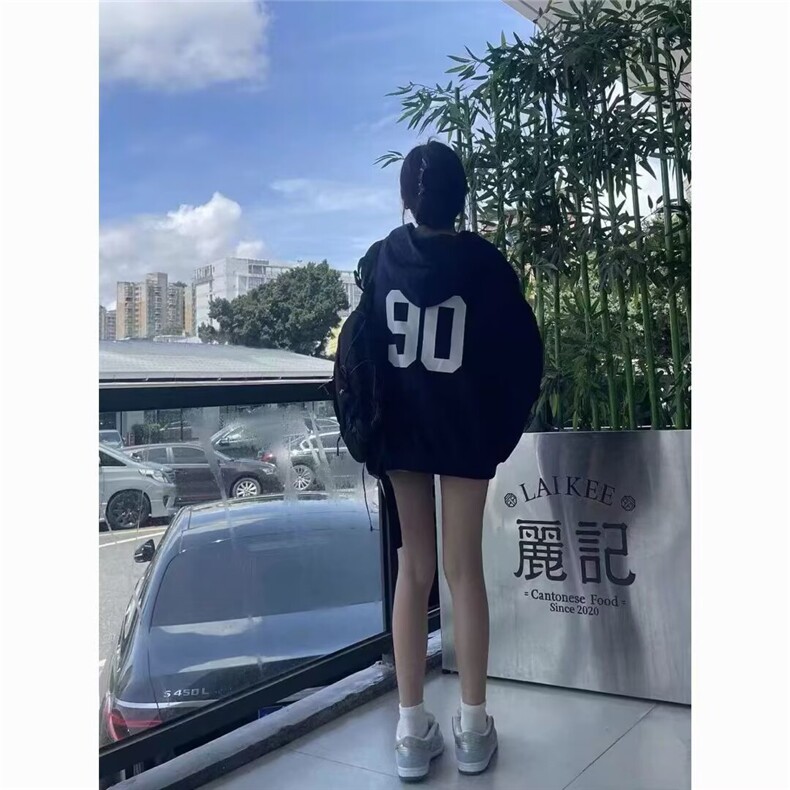 美式复古运动刺绣vibe连帽卫衣外套男春秋季宽松休闲简约帽衫,女装短外套,四季星座505