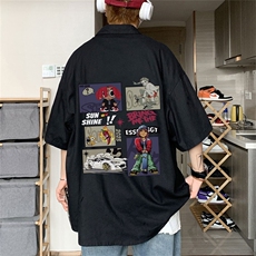 DSA028-MDS2325夏季新款港风百搭潮流印花短袖衬衫男，男装T恤，电商A028
