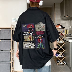 DSA028-MDS2325  夏季新款港风百搭潮流印花短袖衬衫男图片
