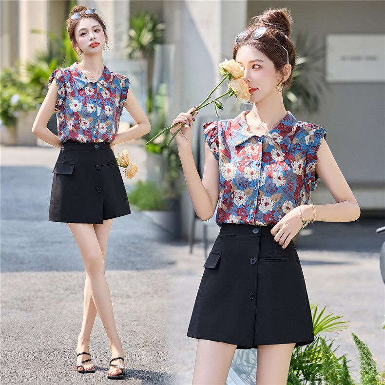 短裤套装女2025夏季新款小个子巨好看的辣妹无袖西装裙穿搭一整套，女装套装/套裙，意芙