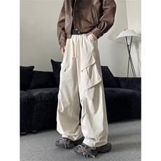 2024新款大口袋宽松直筒抽绳工装裤休闲裤青年现货K8209-P43，男装休闲裤，星座512-3