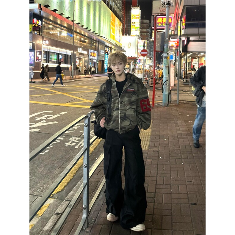 网图有货迷彩开衫连帽卫衣男女宽松外套A820-常规P53加绒P58,女装短外套,星座1505