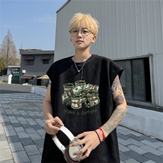 麂皮绒背心坎肩男T恤美式港风潮JB457-特P19控38，男装背心/马甲，电商B370