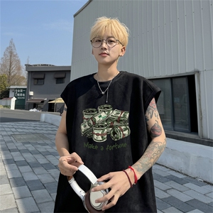 麂皮绒背心坎肩男T恤美式港风潮JB457-特P19控38图片