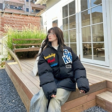 美式植绒刺绣棉服男女冬季加厚情侣保暖潮牌宽松面包服潮，男装棉衣，星座1210-1