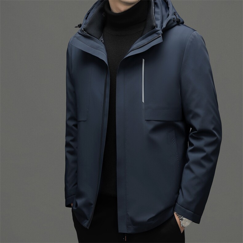 冬季新款男士加厚保暖爸爸装羽绒服中年可拆卸内胆连帽外套男装图片