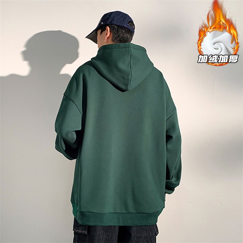 2023冬季新款港风光影墙大码加绒加厚连帽卫衣M-5XHW23809-P55,男装卫衣,电商A022