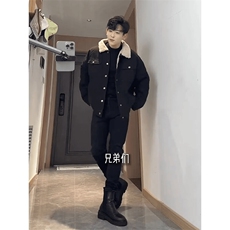 现货加绒牛仔棉服男冬季棉衣外套羊羔绒翻领夹克毛领MY1089-P110，男装夹克，星座1103-3