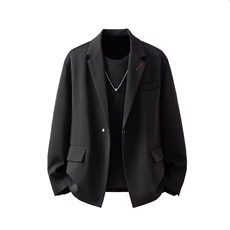 简约刺绣金属扣设计休闲西装大码M-5XL韩版西服XF78085P85控128，男装西服套装，星座227-7