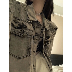 男女美式牛仔外套春扎染破坏牛仔衣设计感高街夹克潮NT521P75，男装工装外套，星座301D-2(原星座1004-1）