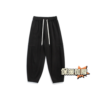 冬季新款加厚抗起球呢料哈伦裤宽松大码休闲小脚萝卜裤男873-P65图片