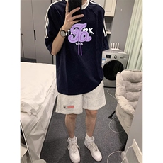 夏季美式高街重磅纯棉三条杠织带撞色男女短袖T恤ZD519-特P30，男装T恤，电商A486